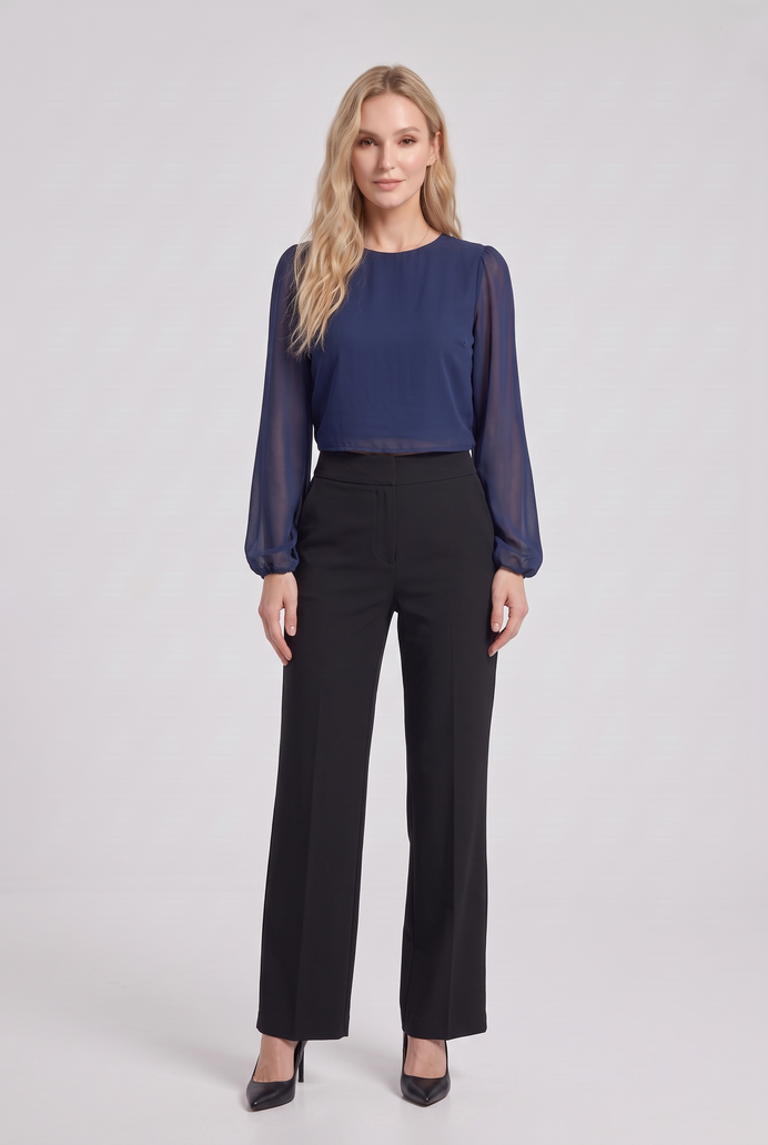 Chiffon Balloon Sleeve Crop Top
