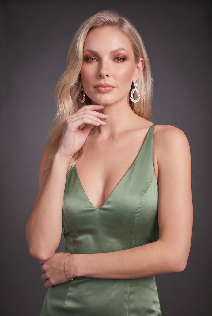 Backless Satin Side Slit Long Dress