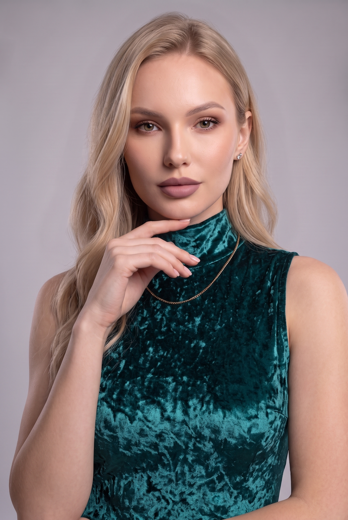 Korean Velvet Turtle Neck Mini Dress