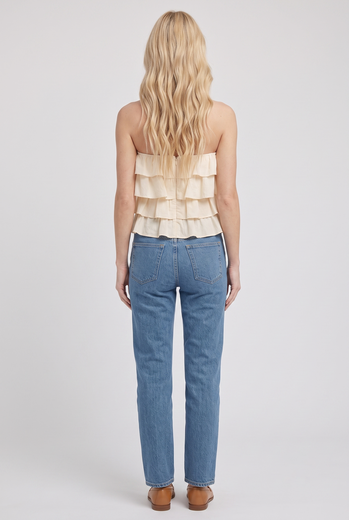 Cotton Crop Frilled Tube Top