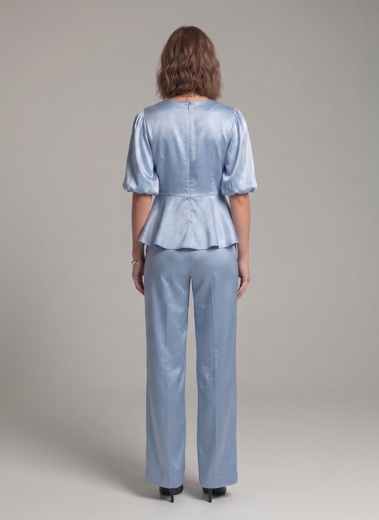 Balloon Sleeve Satin Co-ord Set