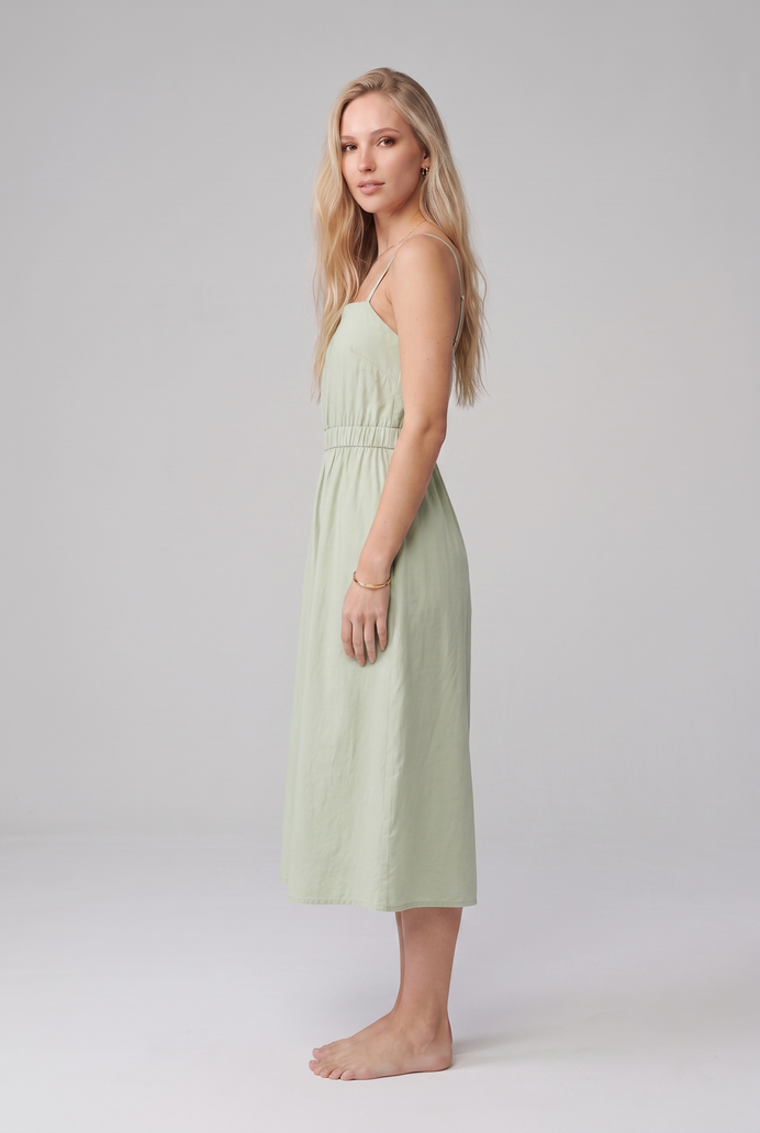 Fit & Flare Cotton Sleeveless Midi Dress