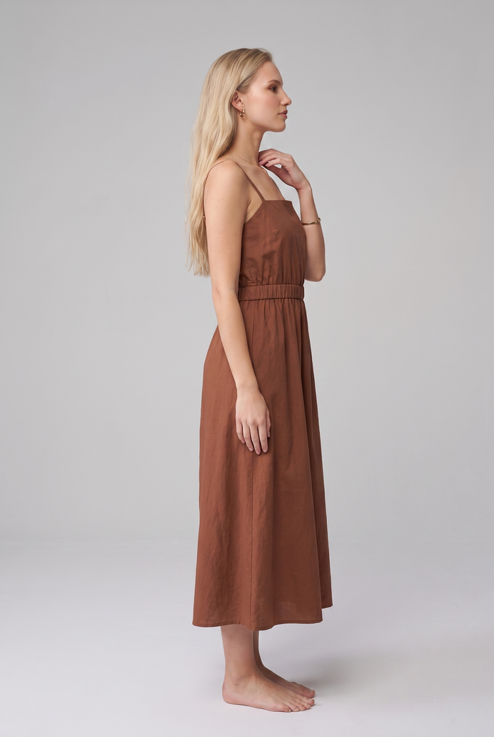 Fit & Flare Cotton Sleeveless Midi Dress