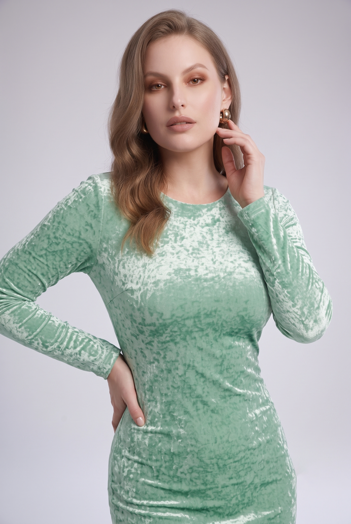 Korean Crushed Velvet Fish Cut Gown