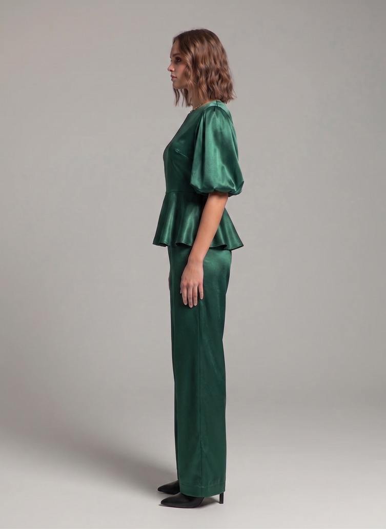 Balloon Sleeve Satin Co-ord Set