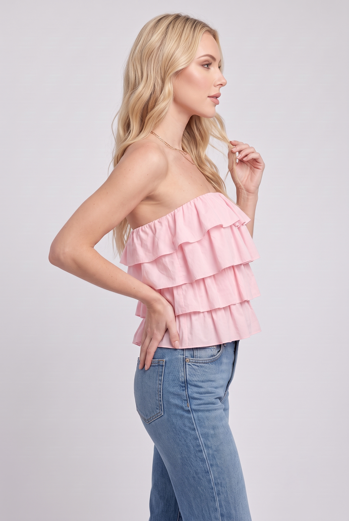 Cotton Crop Frilled Tube Top