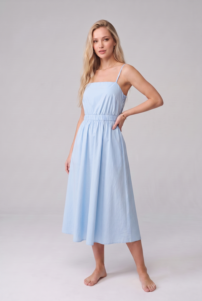 Fit & Flare Cotton Sleeveless Midi Dress