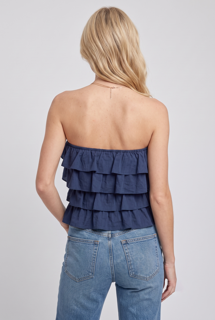 Cotton Crop Frilled Tube Top