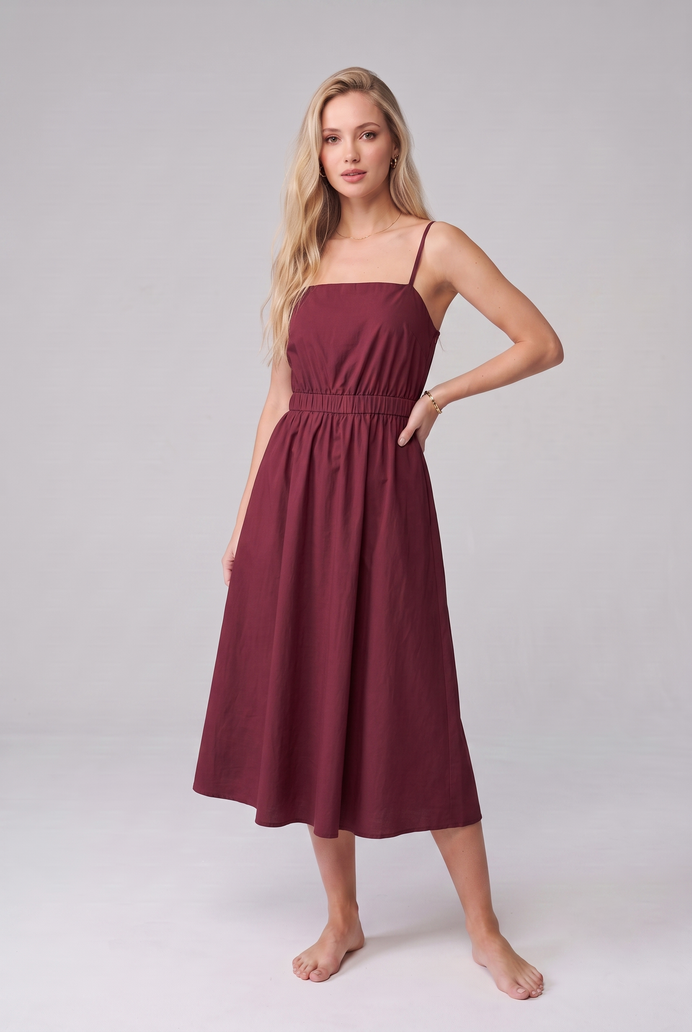 Fit & Flare Cotton Sleeveless Midi Dress