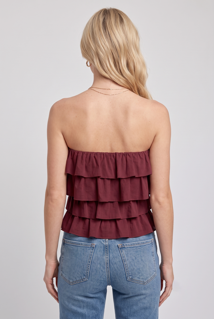 Cotton Crop Frilled Tube Top