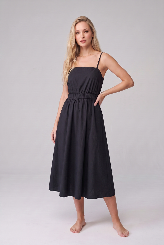 Fit & Flare Cotton Sleeveless Midi Dress