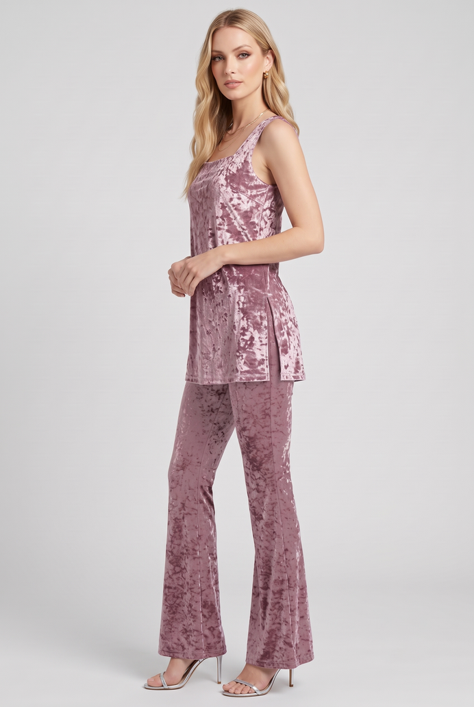 Korean Velvet Sleeveless Co-ord Set