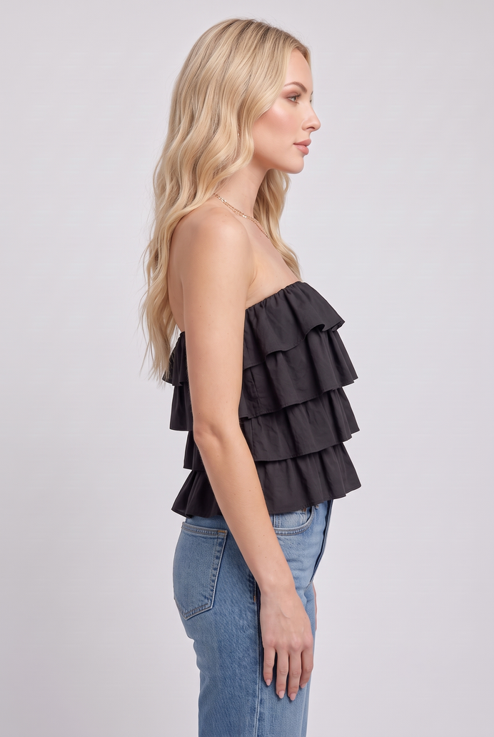 Cotton Crop Frilled Tube Top