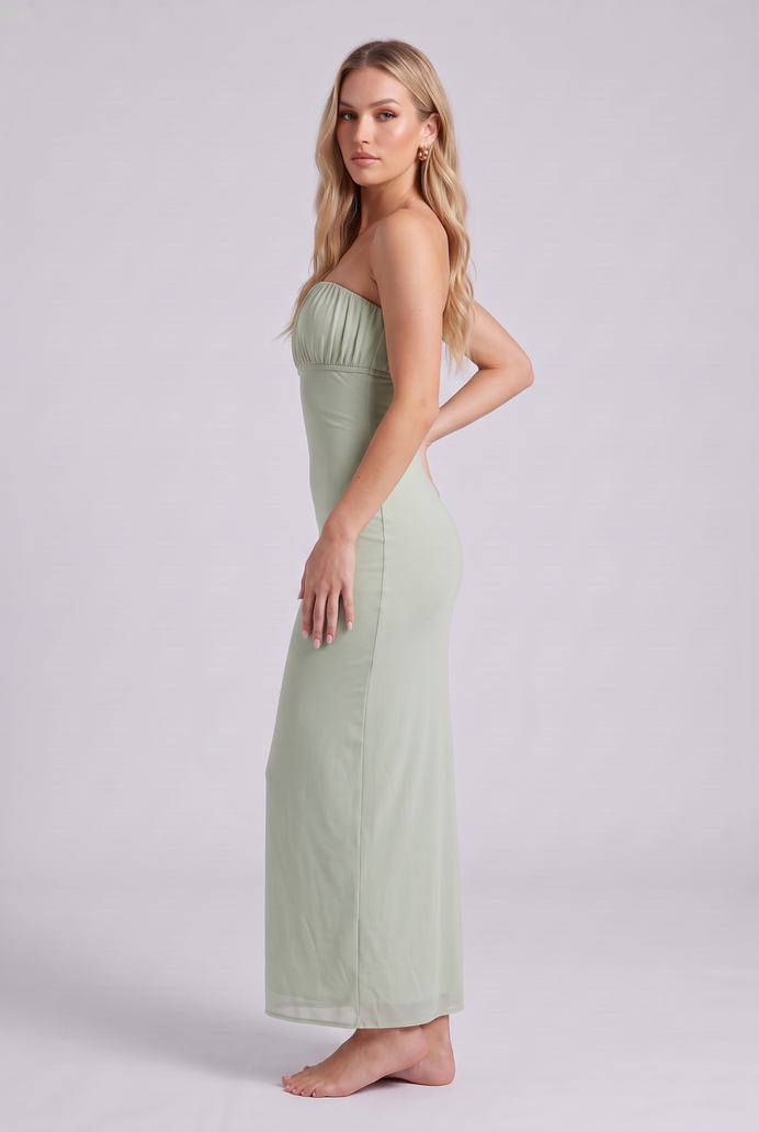 Chiffon Tube Bodycon Long Dress