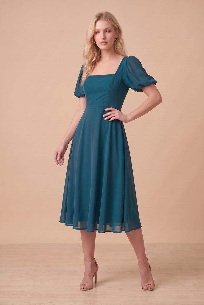 Fit And Flare Georgette Midi Dress