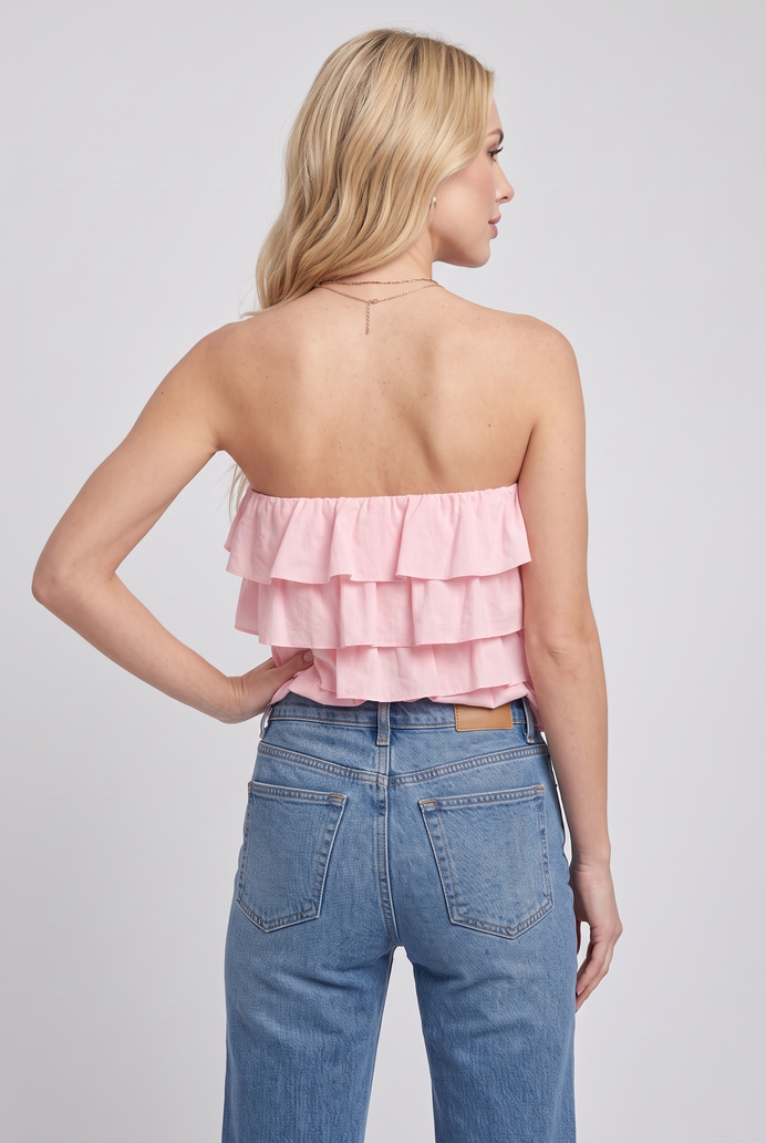 Cotton Crop Frilled Tube Top