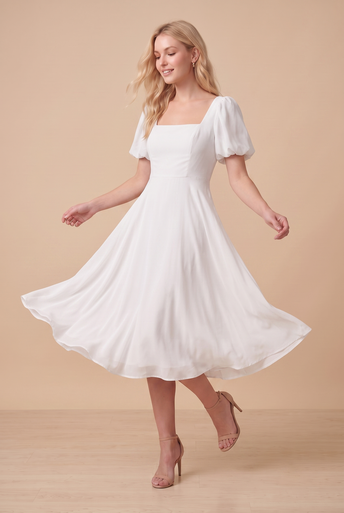 Fit And Flare Georgette Midi Dress