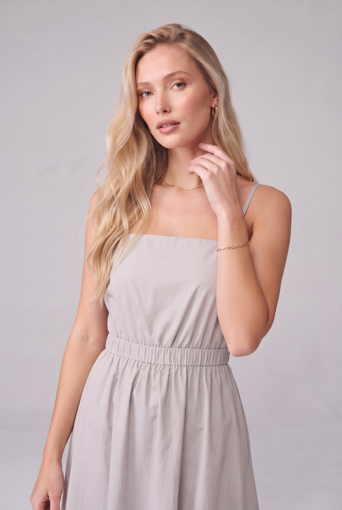 Fit & Flare Cotton Sleeveless Midi Dress