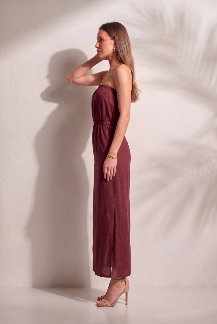 Cotton Tube Side Slit Long Dress