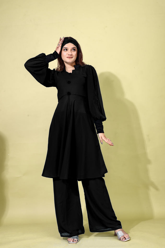 Georgette Anarkali Kurta with Palazzo & Headband