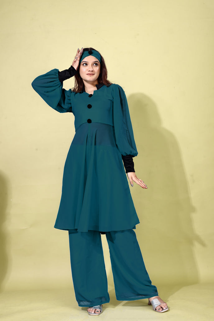 Georgette Anarkali Kurta with Palazzo & Headband