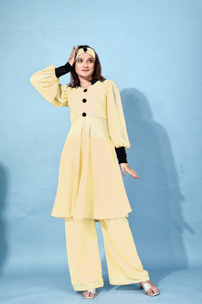 Georgette Anarkali Kurta with Palazzo & Headband