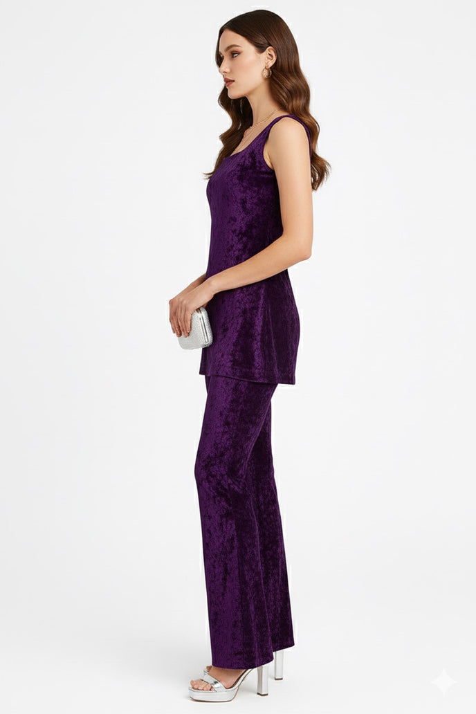 Korean Velvet Sleeveless Co-ord Set