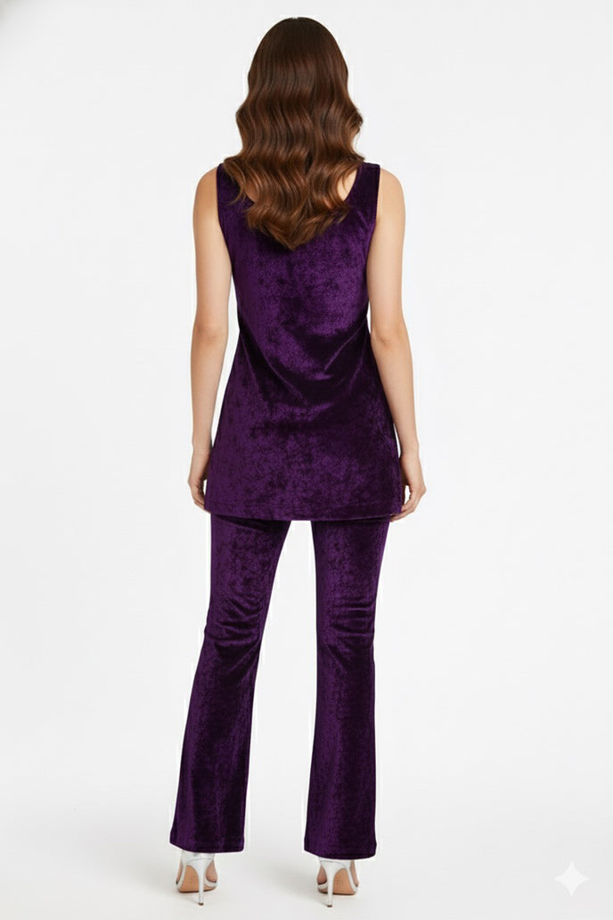 Korean Velvet Sleeveless Co-ord Set