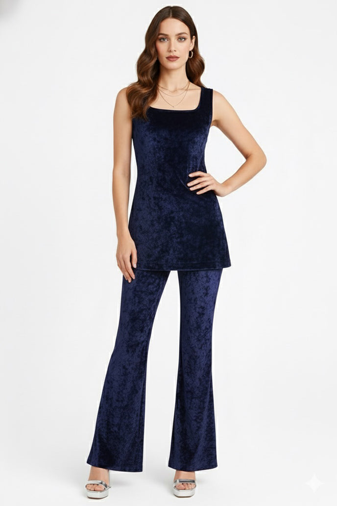 Korean Velvet Sleeveless Co-ord Set