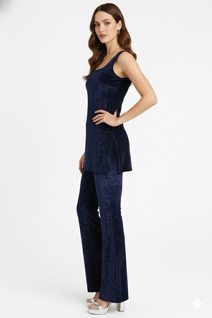 Korean Velvet Sleeveless Co-ord Set