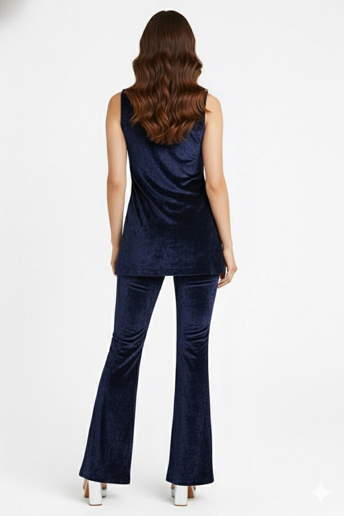 Korean Velvet Sleeveless Co-ord Set