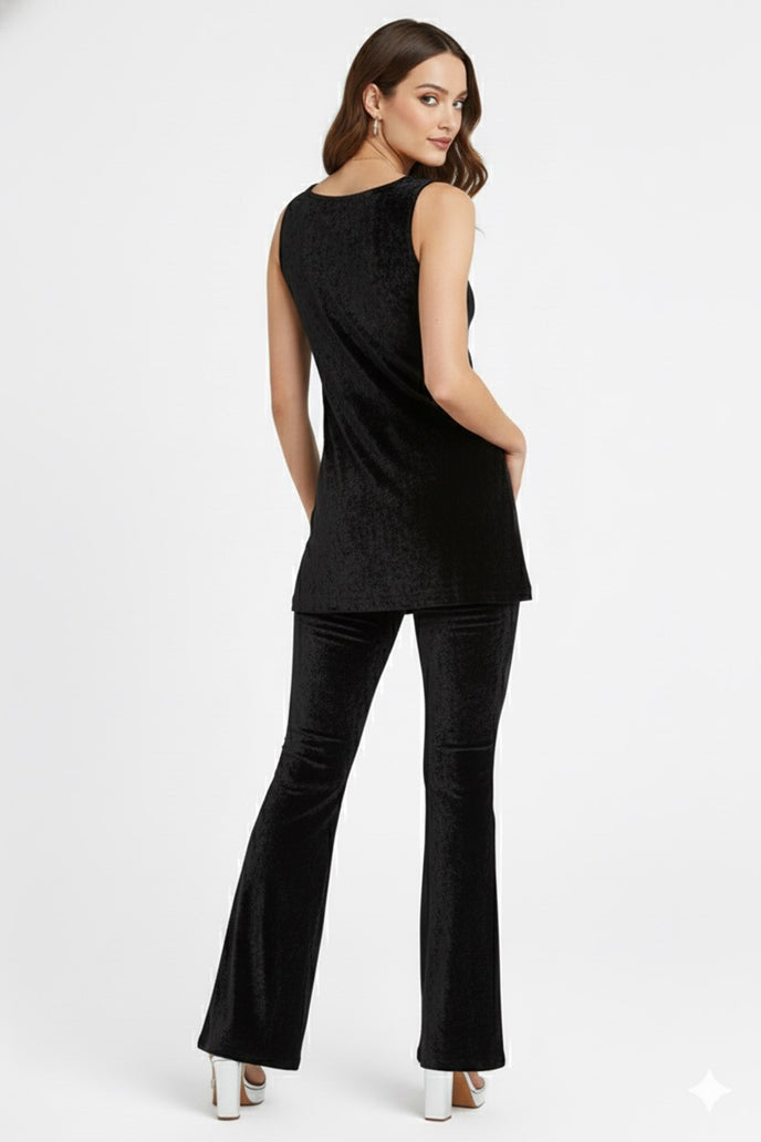 Korean Velvet Sleeveless Co-ord Set