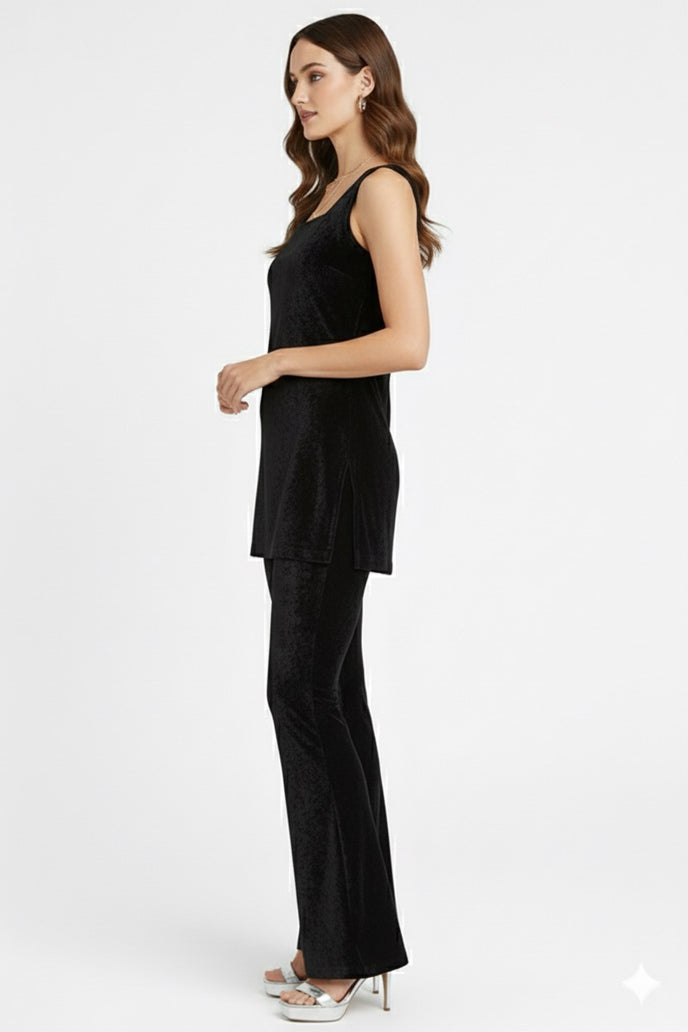 Korean Velvet Sleeveless Co-ord Set
