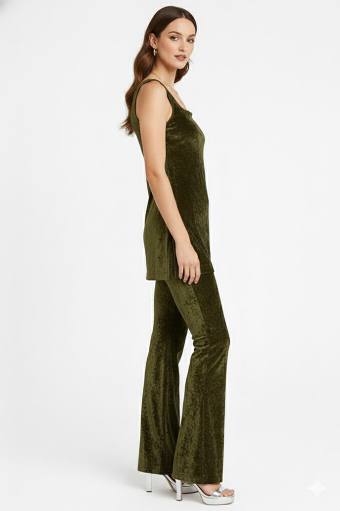 Korean Velvet Sleeveless Co-ord Set