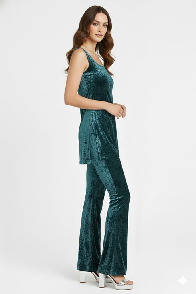 Korean Velvet Sleeveless Co-ord Set