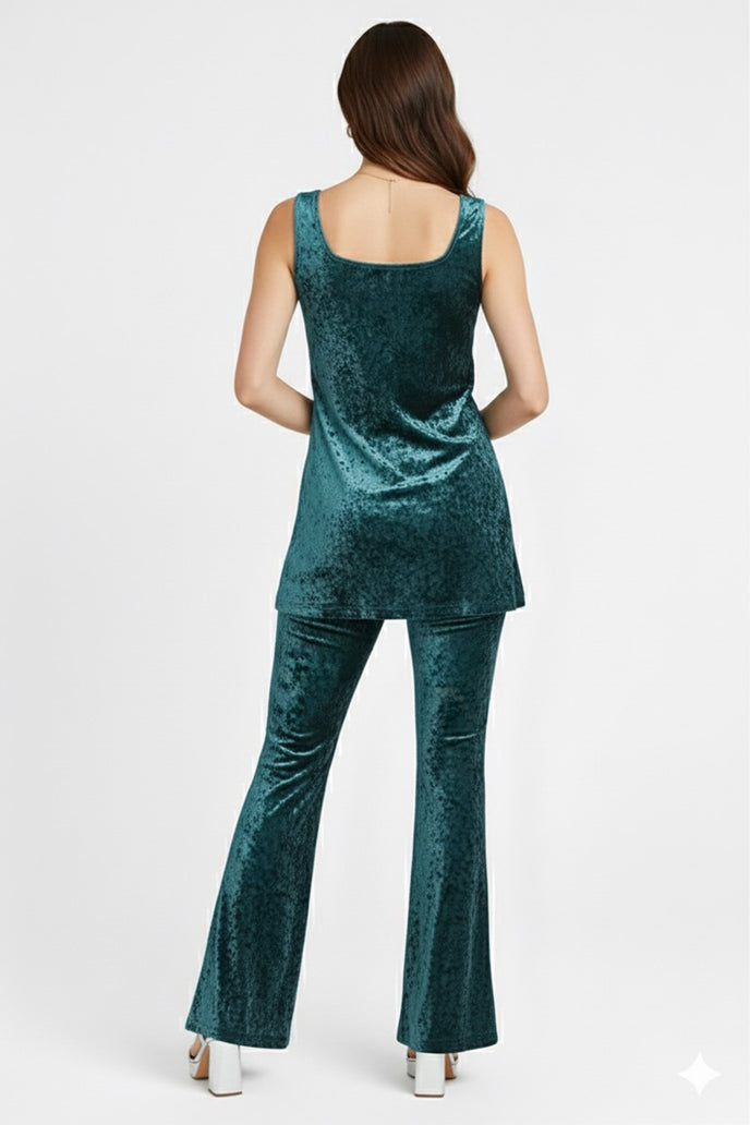 Korean Velvet Sleeveless Co-ord Set