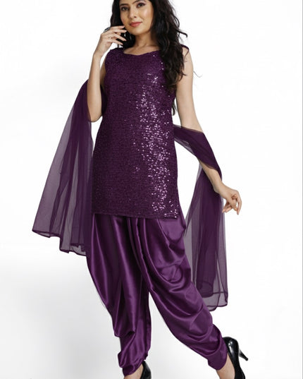 Stylish Sequins Dhoti Suit With Dupatta