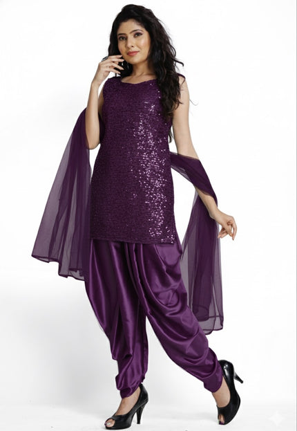 Stylish Sequins Dhoti Suit With Dupatta
