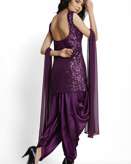 Stylish Sequins Dhoti Suit With Dupatta
