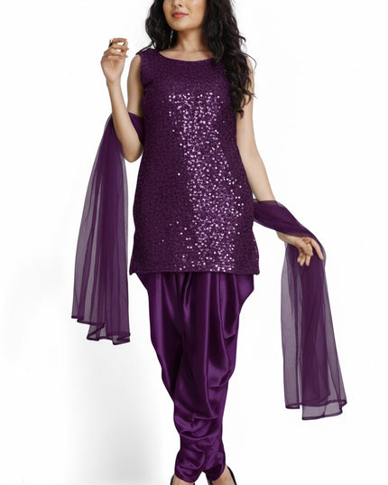 Stylish Sequins Dhoti Suit With Dupatta