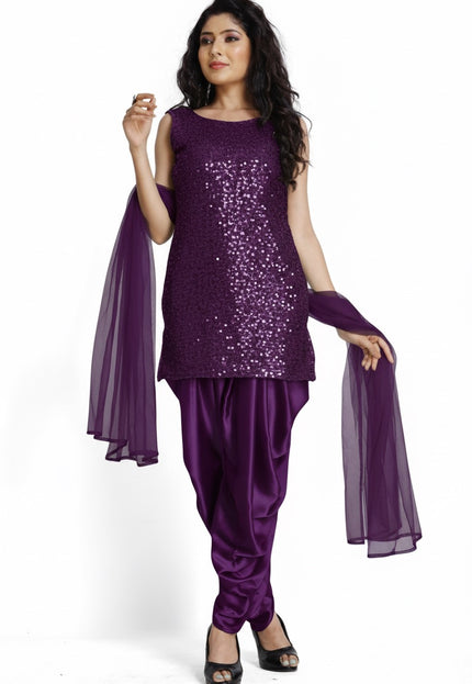 Stylish Sequins Dhoti Suit With Dupatta