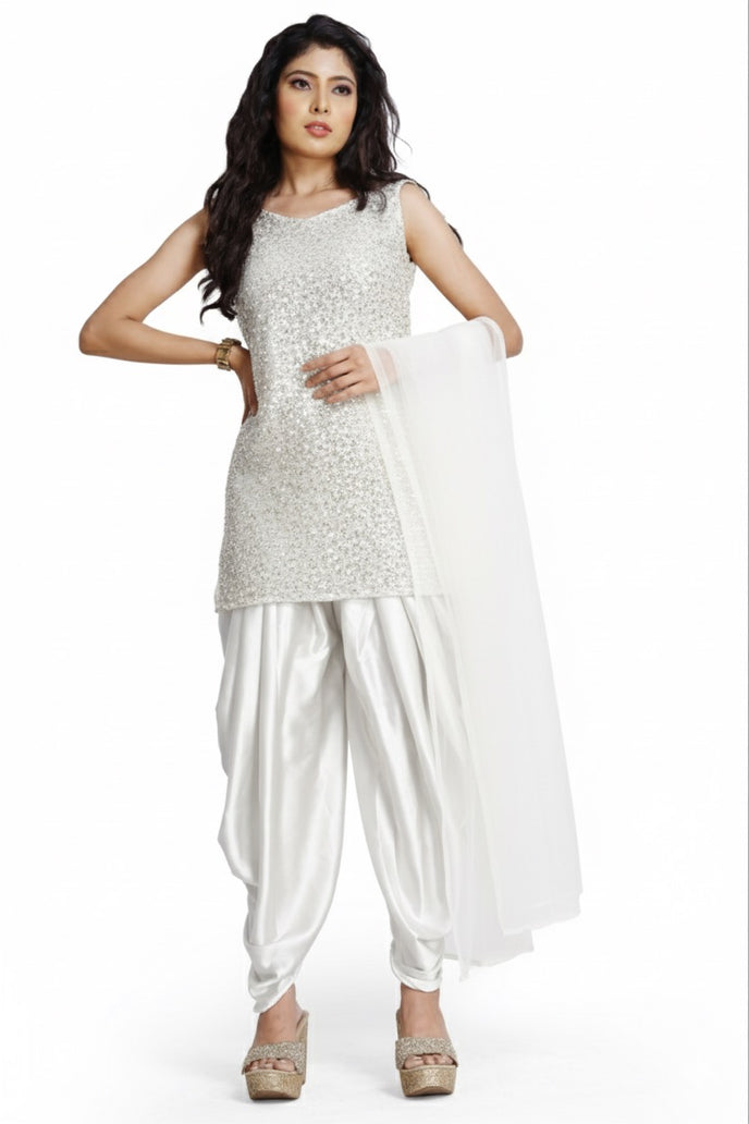 Stylish Sequins Dhoti Suit With Dupatta