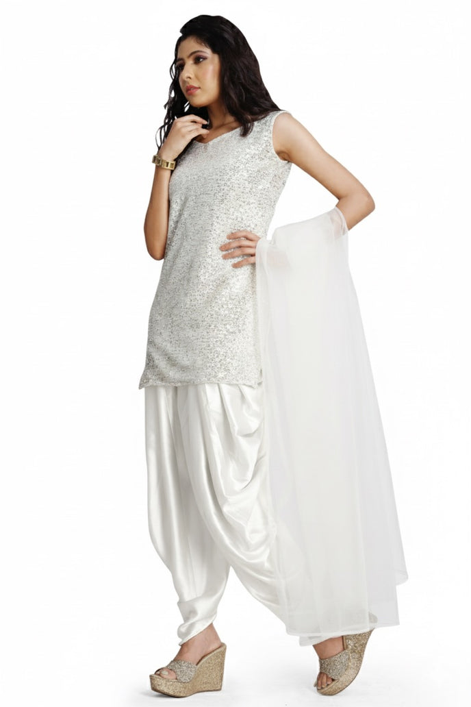 Stylish Sequins Dhoti Suit With Dupatta
