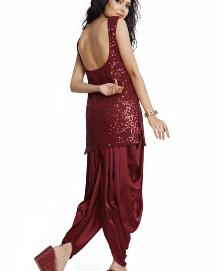 Stylish Sequins Dhoti Suit With Dupatta