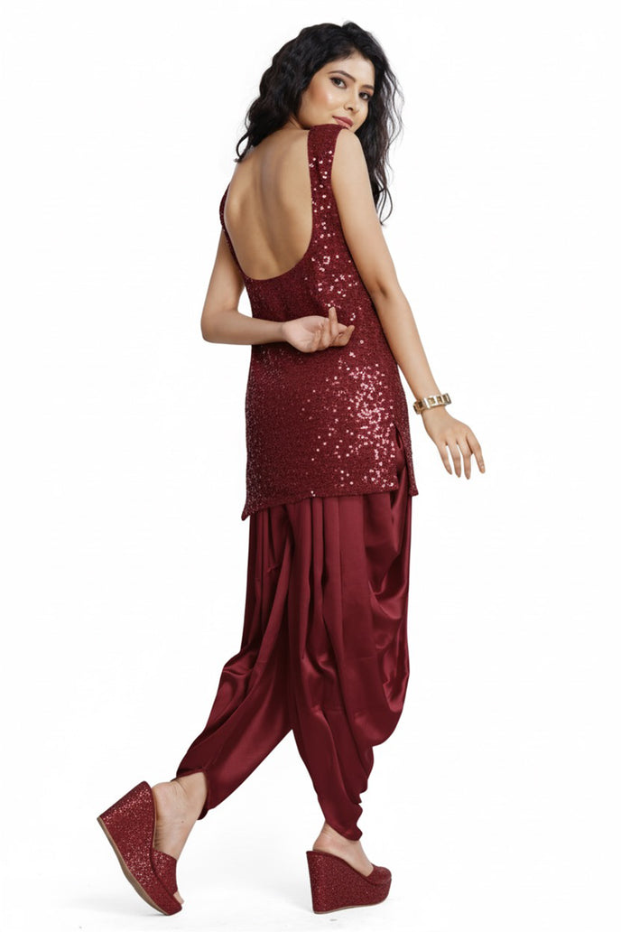 Stylish Sequins Dhoti Suit With Dupatta
