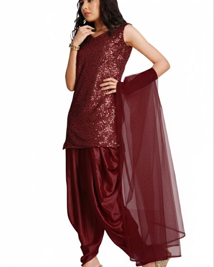 Stylish Sequins Dhoti Suit With Dupatta