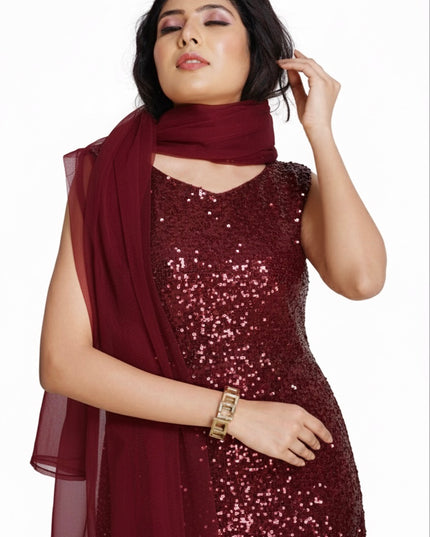 Stylish Sequins Dhoti Suit With Dupatta