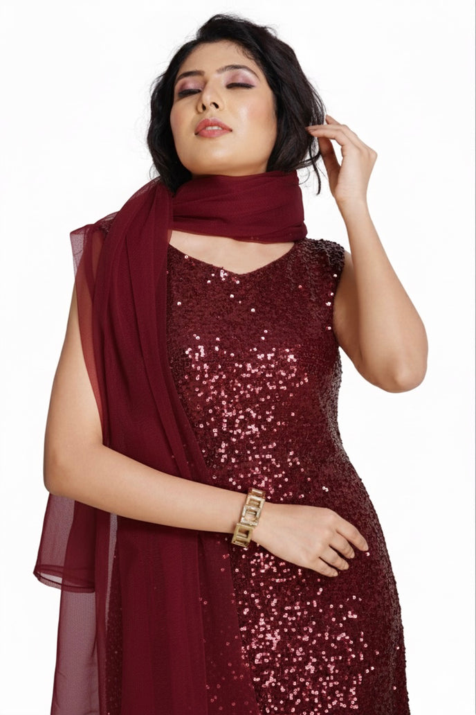 Stylish Sequins Dhoti Suit With Dupatta