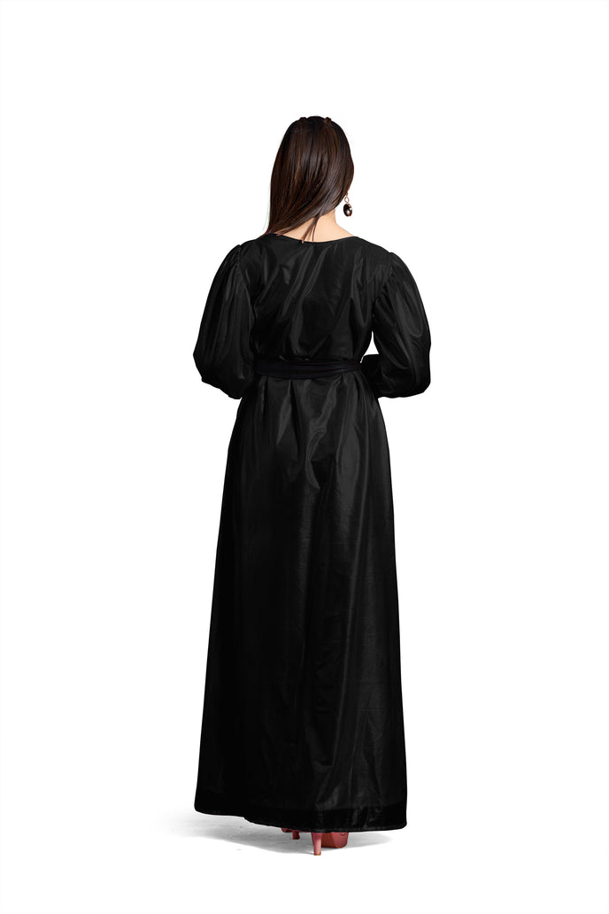 Balloon Sleeve A-line Western Long Dress