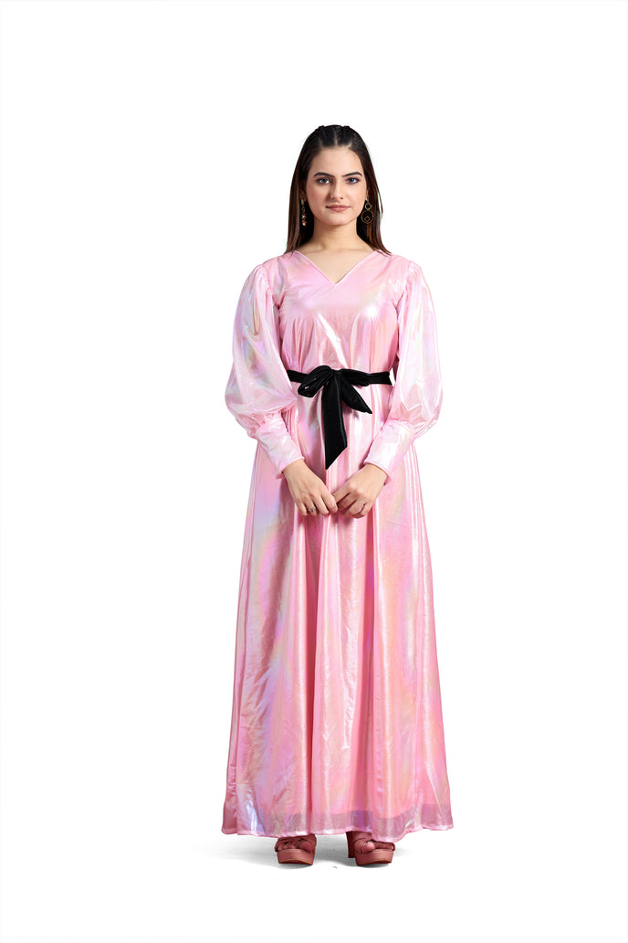 Balloon Sleeve A-line Western Long Dress